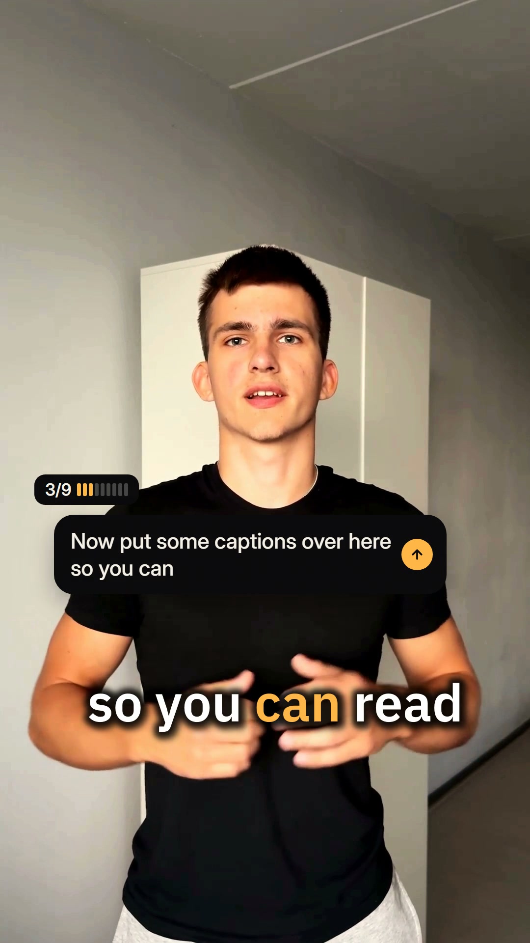 A frame of the reel with captions